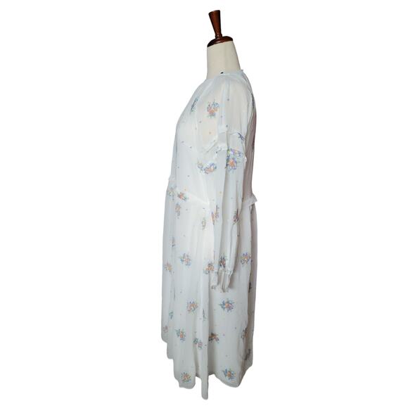 ASOS Lost Ink midi dress ruffle sleeve detail‎ and floral embroidery size 12 NWT - Picture 2 of 7